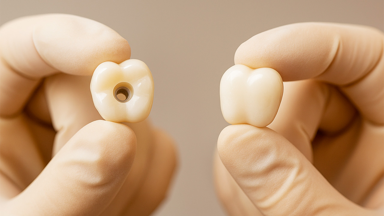 Exemplo de coroa de implante sem parafuso